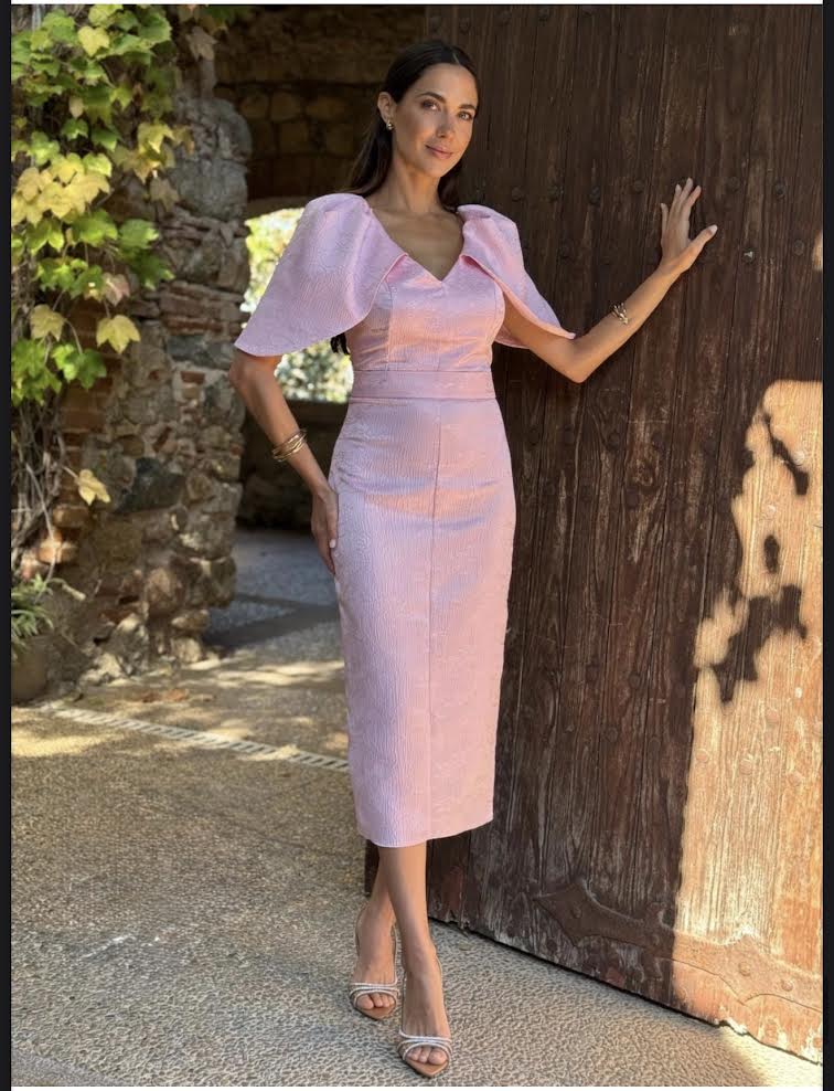 Vestido Midi Alba - Elegancia Nupcial y Detalle Floral