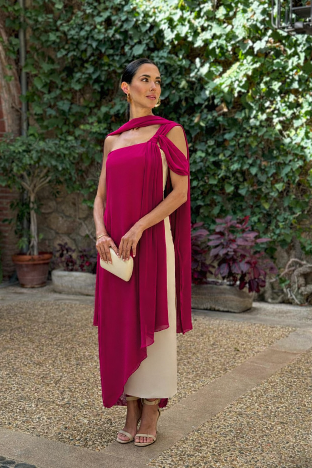 Vestido "Athenas" - Diseño Dual con Capa Asimétrica
